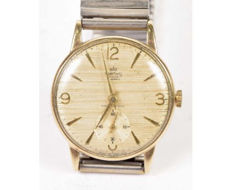 A vintage gentleman's 9k gold Smiths wrist watch Inscribed verso 'British Railways S. Hukin in appreciation of 45 years servi