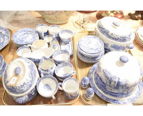 An extensive Spode blue and white Italian dinner service To include soup bowls, meat platters, tea cups, milk jug, side plate
