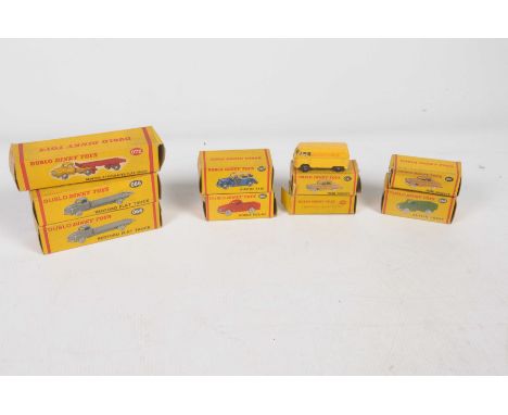 Nine boxed and one unboxed Dublo Dinky vehiclesComprising 2x 061 Ford Prefect, 064 Austin Lorry, 065 Morris Pickup, 2x 066 Be