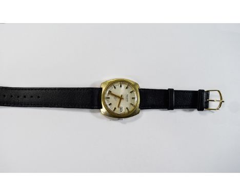1970's Gents Automatic Wristwatch. Marked 'Casio' to face. Digital detail and black leather strap