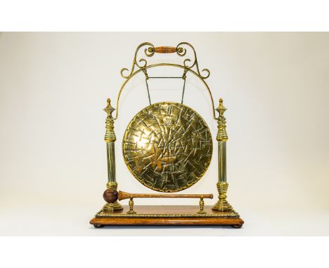 William Suckling Burmese - Marked Early 20th Century Impressive Brass Dinner Gong and Stand. c.1900 - 1910. Burmese Stamped M