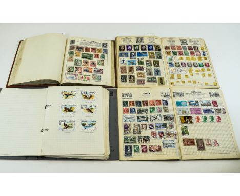 Stamp Albums Collection of four albums, two in hard backed format containing various subjects including space, birds and trav