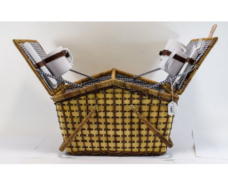 Modern Picnic Hamper complete with plates, cups and cutlery.