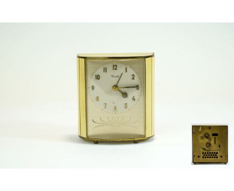 Kienzle Art Deco Period Combined Musical Alarm Clock. c.1930's. In Good Working Order and Excellent Condition. 3.5 Inches Hig