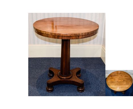 Regency Walnut Occasional Round Table on Central Pillar In Turn Supported on a Tripod Shaped Base with Small Turned Finials A