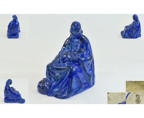 Royal Doulton Blue Glaze Figure of The Madonna of The Square by Phoebe Stabler, a colour variation of this figure, which did 