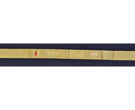 Normandie Sailor's Silk Woven Cap Band (The most beautiful Art Deco liner that ever Sailed). Circa 1935. Attractively woven i