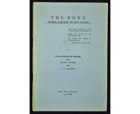 India - Mahatma Gandhi and Jewish Holocaust Nazis Publication 1939 a scarce publication 'The Bond' Pamphlets of the Group The