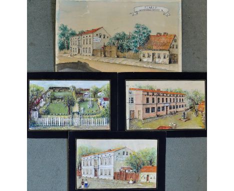 4x Late 19th Century Watercolours depicting various buildings with 'R. Guelstorff' noted, varying sizes, largest 43 x 27cm th