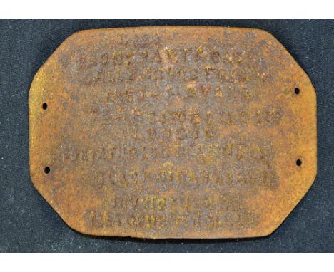 Partagas Cigar - Barrel Shipment Plate c.1850 from the very first Partagas barrels ever made for a shipment heading for Londo