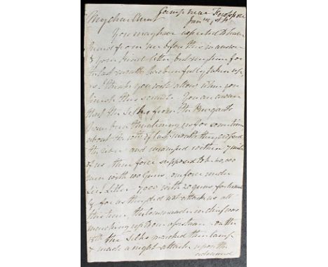 India & Punjab - Detailed First Sikh War Letter Autograph letter from Edward Dundas Hale, Lieut. 44th Bengal Native Infantry 