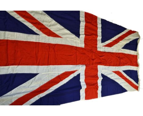 Union Flag marked CJP 6 Jack flown from HMS Coventry (D118) in March 1982. The flag was sent home from Gibraltar on orders of