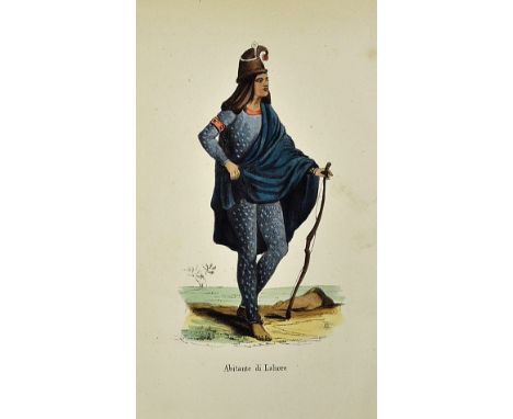 India - Punjab Lithograph Of A Sikh Akalee 1840s a hand coloured lithograph depicting a Akalee Nihang Sikh warrior from Lahor
