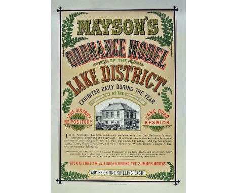 Keswick - c. 1870-90s Impressive Poster Advertising 'Mayson's Ordnance Model of the Lake District' exhibited at Lake District