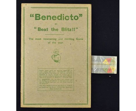 Scarce 1941 War Time Board Game 'Benedicto or Beat the Blitz!' an incredible War Time pictorial War Time board game with obst