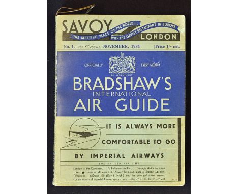 1934 Bradshaw's International Air Guide Issue Number 1 The first Bradshaw Aviation timetable, a 176 page time table booklet l