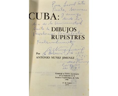 Cuba -  Antonio Núñez Jiménez Signed 'CUBA: Dibujos Rupestres' Book 1975 published by Sociedad Espeleológica de Cuba, Jiménez