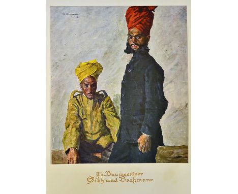 India - Military German prisoners Captured Sikh and Brahman lithograph a fine lithograph of a Sikh & Brahman captured by the 