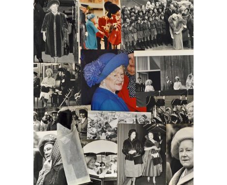 Elizabeth The Queen Mother Press Photographs various scenes including first helicopter flight in 1955, standing on the equato