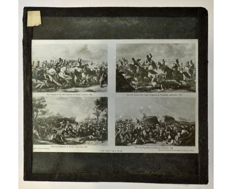 India - Punjab scenes from the Anglo Sikh Wars glass slide a 19th century magic lantern slide showing the 4 major battles fou