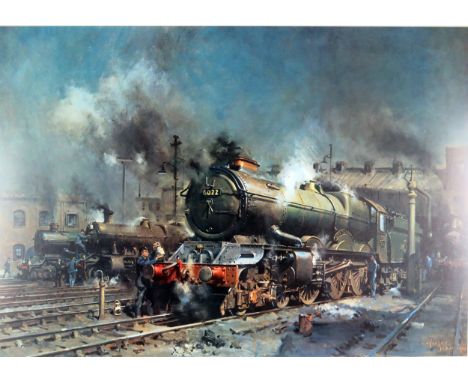 After Terence Cuneo, 'Preparing for Departure' a polychrome furnishing print, signed in pencil to the margin by the artist, 5