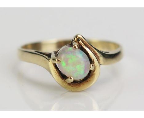 A 9ct Gold and Singlet Opal Ring, size N, c. 1.95g 