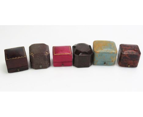 Six Vintage Ring Boxes, all named including J.W. Benson 