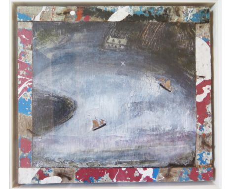 Graham D Rich (b.1945), Westcountry artist, 'Sailing into Lannion' - For Vicky, 2001, marine paint on wood  with found boat f