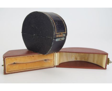 Two Bangle Boxes, both named. Blue missing clasp 