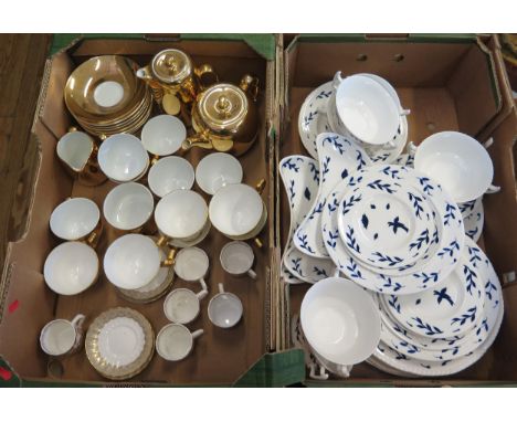 A Royal Worcester gilt decorated part tea service, a blue and white foliate pattern part dinner service, together with assort