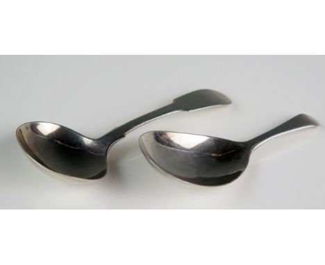 A George IV silver fiddle pattern caddy spoon, maker Thomas Wheatley, Newcastle, 1821, together with a George III silver cadd