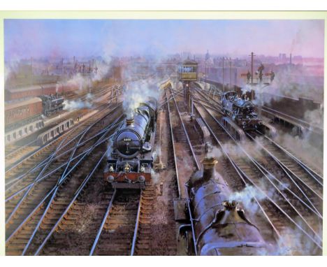 After John Austin, 'Snow Hill Sunset' limited edition railway print, No 96/600, signed in pencil to the margin by the artist,