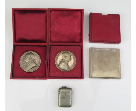 A George VI silver powder compact, maker David Sutton &amp; Sons, London, 1946, of square outline with engine turned decorati