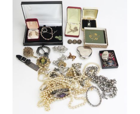 A Selection of Silver Jewellery including an eternity ring, MacIntosh influenced earrings, bracelet, necklaces, hallmarked si