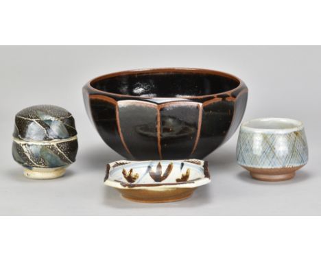 SETH CARDEW (1934-2016) for Wenford Bridge Pottery; a small square stoneware dish with iron and cobalt decoration, impressed 