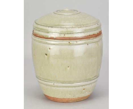 RICHARD BATTERHAM (1936-2021); a stoneware caddy covered in green ash glaze, height 23cm. (D)Additional InformationAppears go