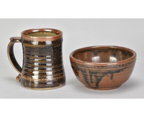 NIC HARRISON (born 1949) for Leach Pottery; a stoneware bowl covered in kaki glaze, impressed N and pottery marks, made 1979-