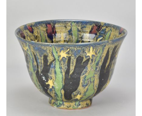 JANICE TCHALENKO (1942-2018); a deep stoneware bowl covered in polychrome glaze, diameter 25.5cm. (D)Provenance: Purchased fr