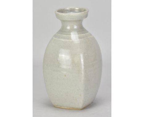 RICHARD BATTERHAM (1936-2021); a square stoneware flower bottle covered in grey ash glaze, height 21.5cm. (D)Additional Infor