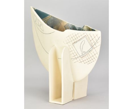 HELEN VENTRESS (born 1955); 'Boat with Blue Ladder', an earthenware sculpture, height 30.5cm. (D)Additional InformationAppear