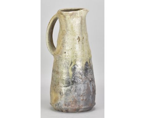 NIC COLLINS (born 1958); a tall wood fired stoneware pitcher with incised decoration, incised signature, height 36.5cm. (D)Pr