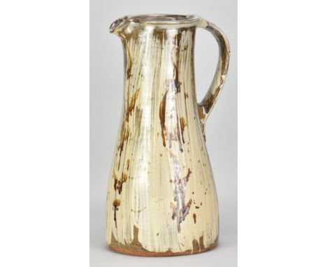 JIM MALONE (born 1946); a large stoneware pitcher covered in brushed slip with iron decoration, impressed JM and A (for Ainst