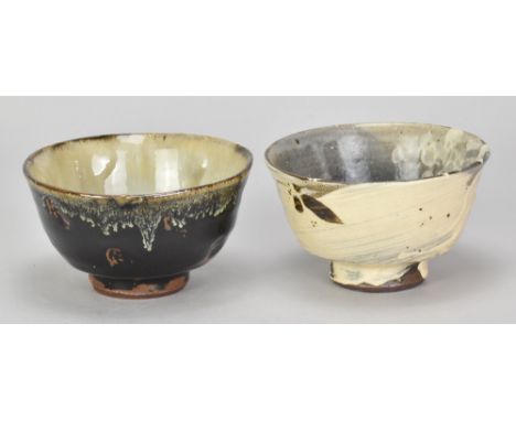 JIM MALONE (born 1946); a stoneware bowl covered in tenmoku breaking to kaki glaze with nuka interior pooling to the well, im