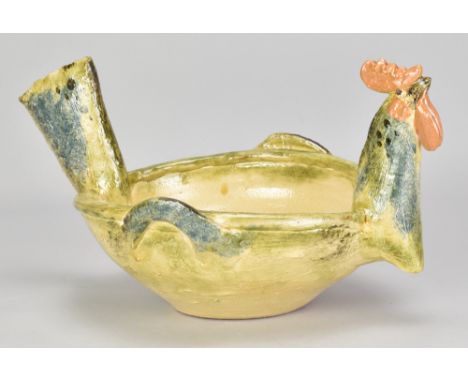 GEOFFREY FULLER (1936-2022); a slip decorated earthenware chicken bowl, diameter 37.5cm. (D)Provenance: Purchased from Mosaic