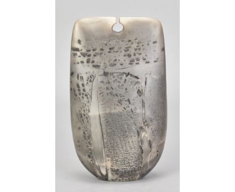 PETER HAYES (born 1946); a raku bow with fractured smoky surface, incised signature dated 1997, height 18.5cm. (D)Additional 