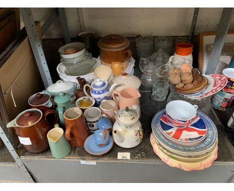 Shelf of assorted china &amp; glassware