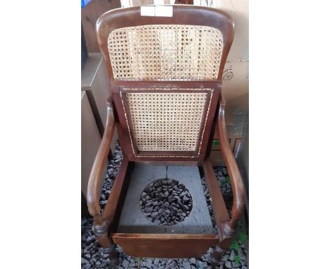 Mahogany &amp; cane commode chair