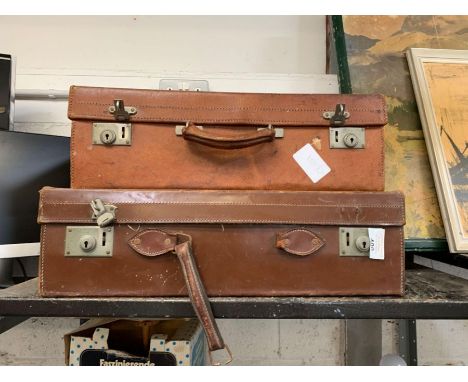 2 vintage leather suitcases