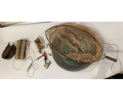 Vintage fishing gear including metal bait