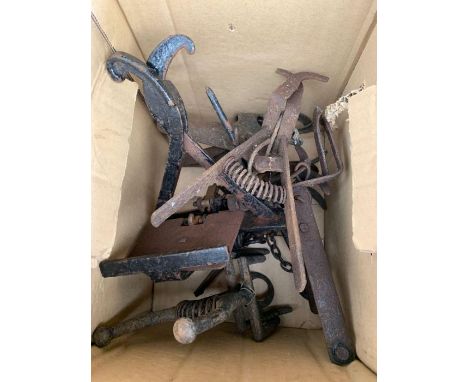 Two boxes of vintage mole traps